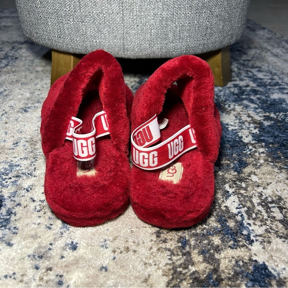 UGG Samba Red Fluff Yeah Slide Slippers Size 6 - Picture 7 of 10